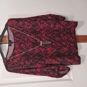 AB Studio Black and Red Abstract Blouse